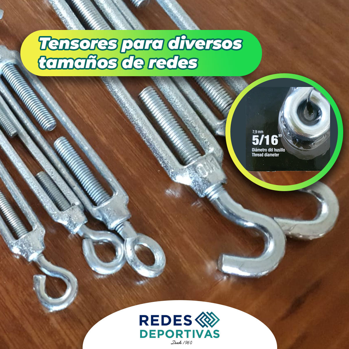 Tensores, Abrazaderas y Malacates para Sujetar y Tensar Redes