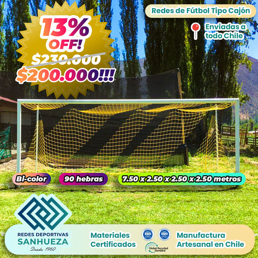 🔥 ¡OFERTA! Juego Red Arco Fútbol Tipo Cajón 90 hebras | Bicolor